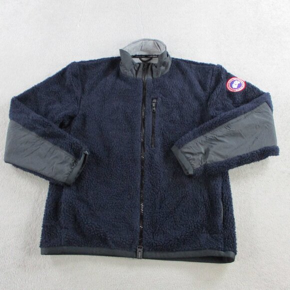 Canada Goose Kelowna Fleece Jacket Mens Medium Navy Blue Sherpa Pile NWOT Coat - Picture 1 of 13